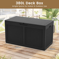 380L Resin Deck Box, Outdoor Waterproof Storage Bench