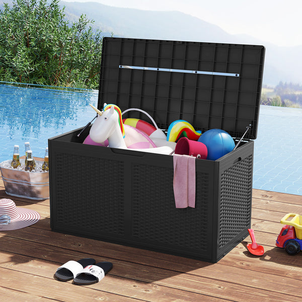 380L Resin Deck Box, Outdoor Waterproof Storage Bench
