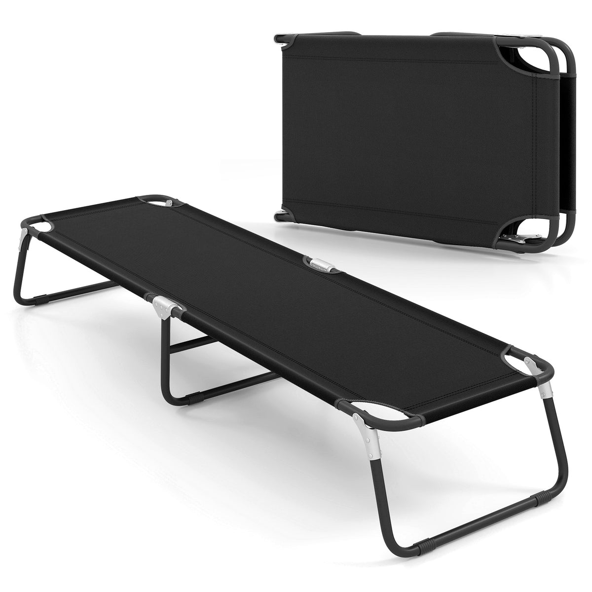 Portable Folding Camping Cot, 75" Outdoor Fabric Sleeping Cot