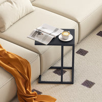 C-Shaped Side Table, Modern Industrial Metal End Table with Adjustable Foot Pads