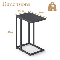 C-Shaped Side Table, Modern Industrial Metal End Table with Adjustable Foot Pads