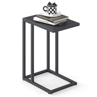 C-Shaped Side Table, Modern Industrial Metal End Table with Adjustable Foot Pads