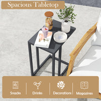 C-Shaped Side Table, Modern Industrial Metal End Table with Adjustable Foot Pads