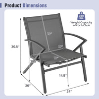 Patio Chairs Set of 2, Lawn Chairs with Heavy Duty Metal Frame