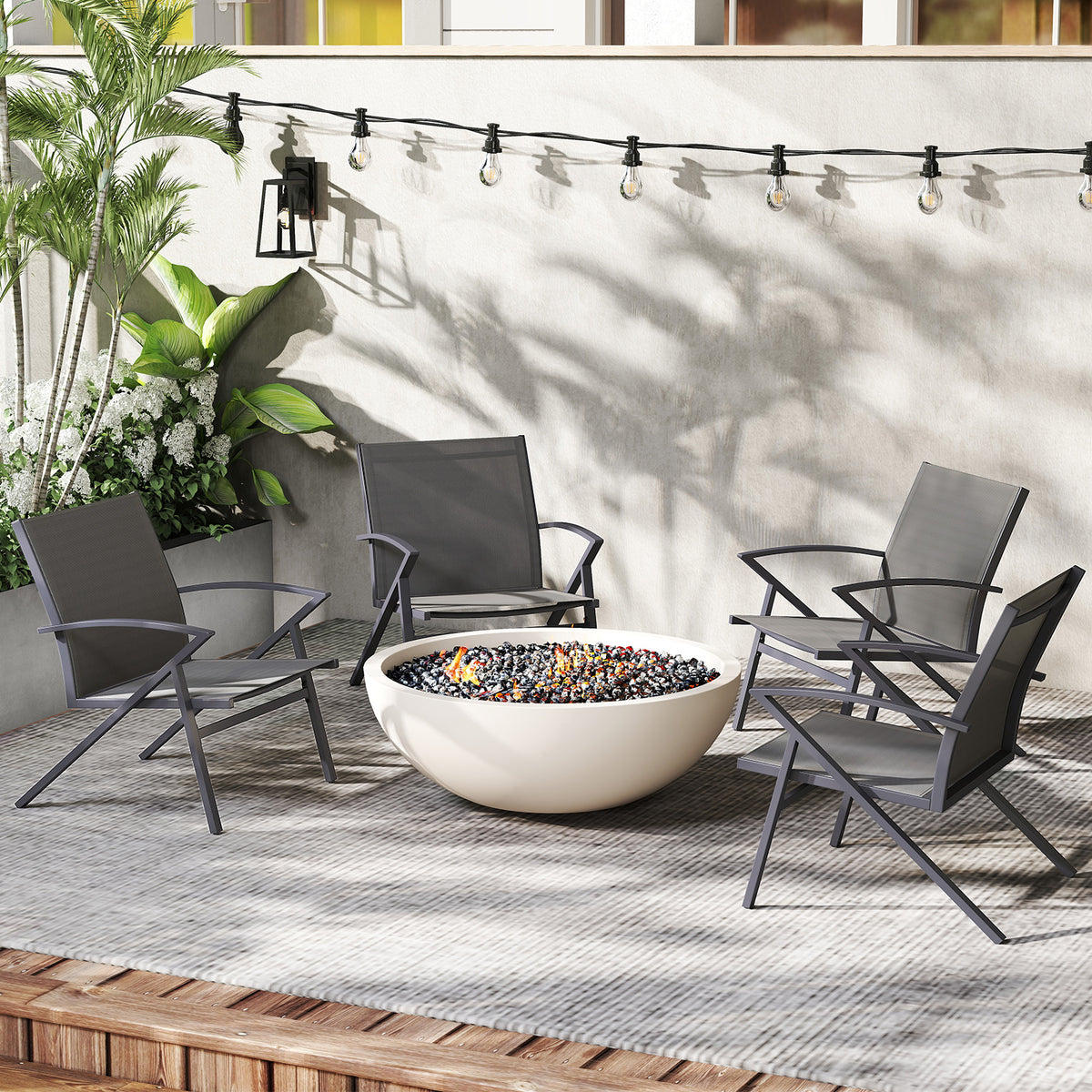 Patio Chairs Set of 2, Lawn Chairs with Heavy Duty Metal Frame