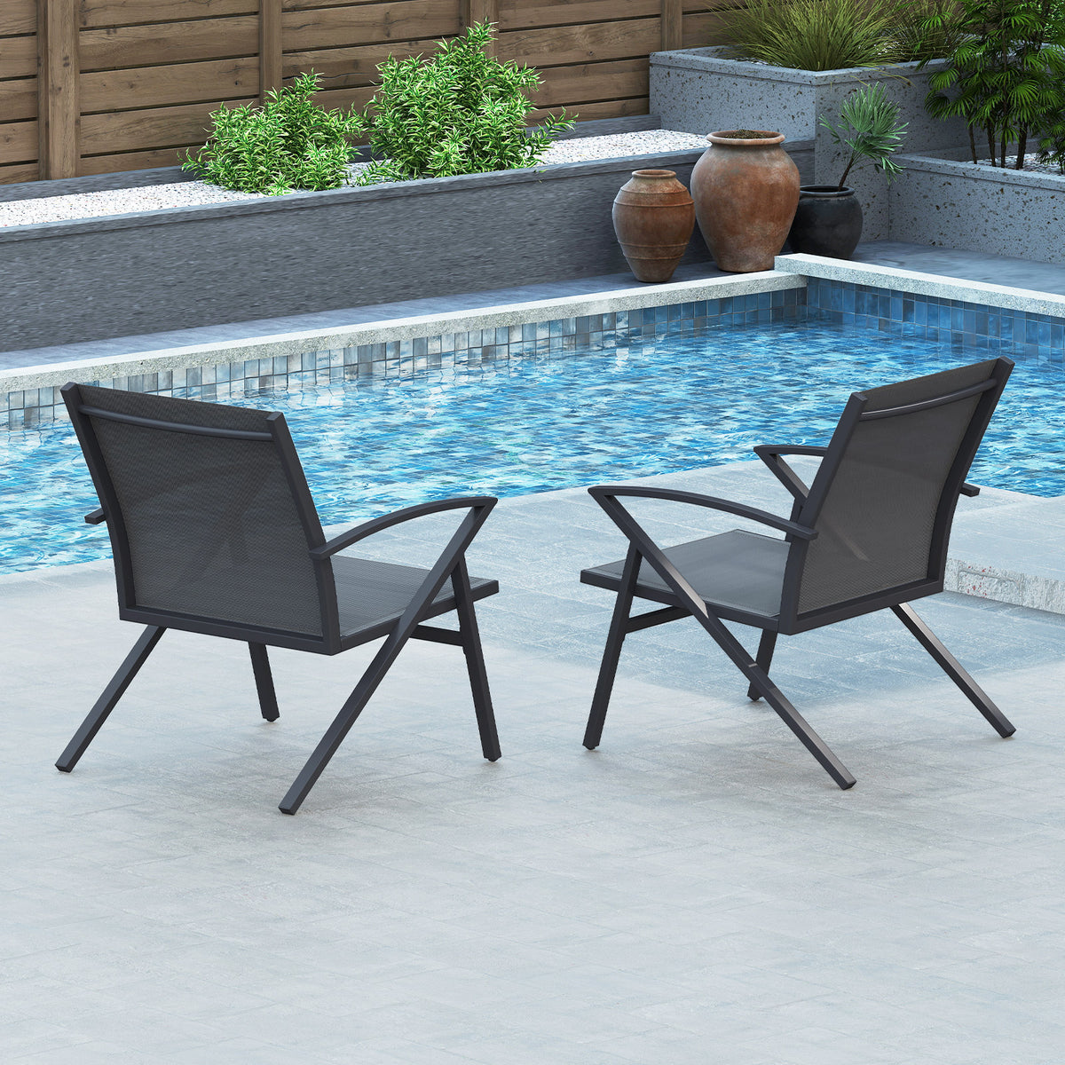 Patio Chairs Set of 2, Lawn Chairs with Heavy Duty Metal Frame