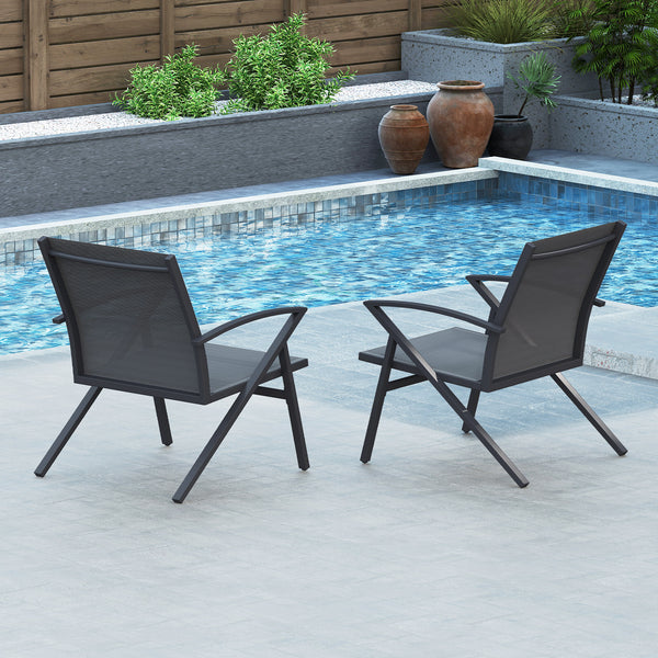 Patio Chairs Set of 2, Lawn Chairs with Heavy Duty Metal Frame
