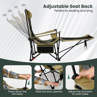 2 in 1 Folding Camping Lounge Chair with Detachable Footrest for Fishing Picnics