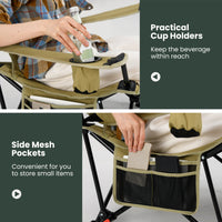 2 in 1 Folding Camping Lounge Chair with Detachable Footrest for Fishing Picnics