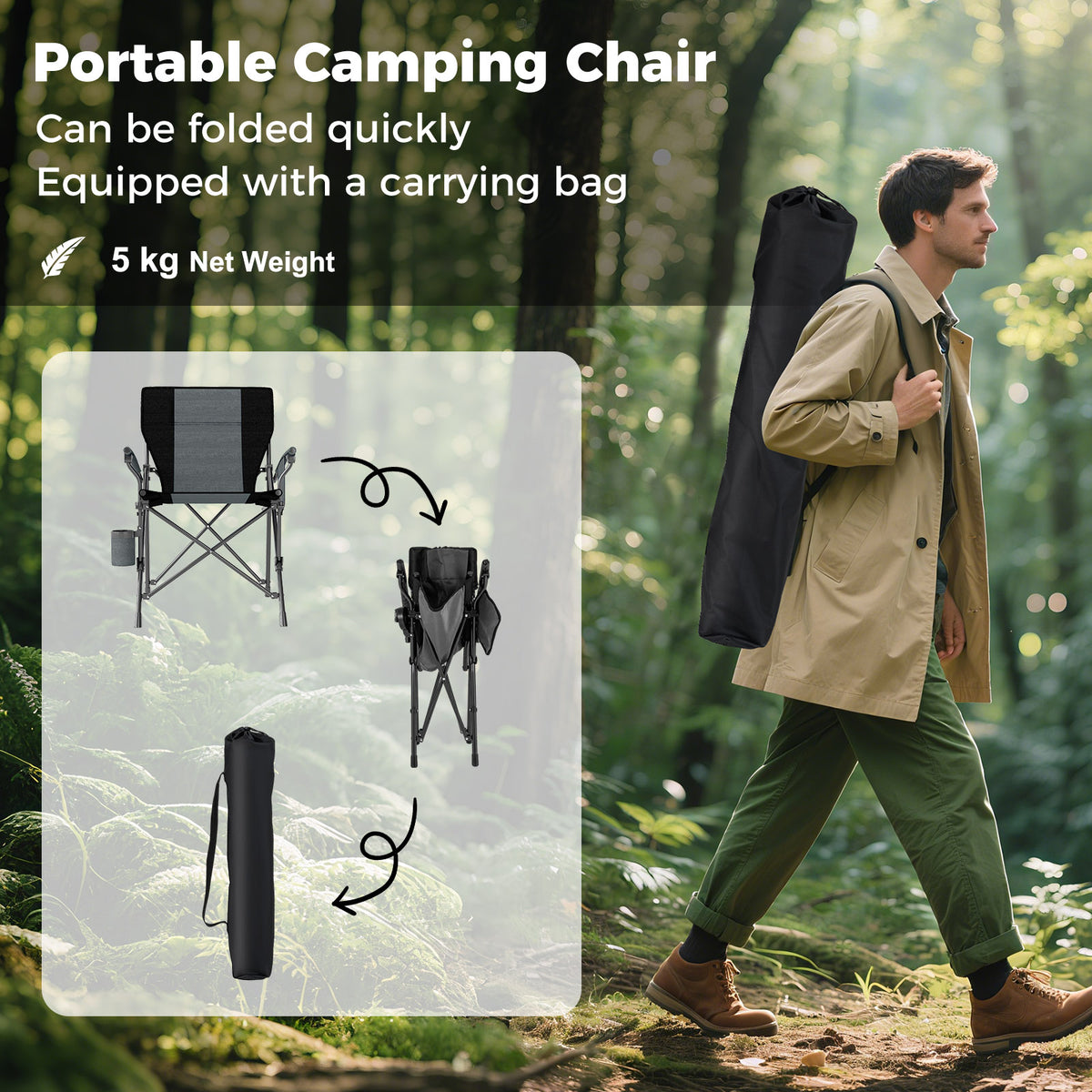 Portable Camping Chair, Outdoor Folding Oxford Cloth Chair