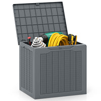 96L Outdoor Storage Box with Lockable Lid and Wicker-woven Texture