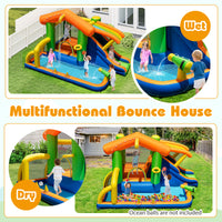 Inflatable Bounce House, 8-In-1 Multifunctional Water Park with Slide, Climbing Wall, Splash Pool, Water Cannon & Basketball Hoop