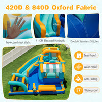 Inflatable Water Park with Market Stand, Water Slide with Climbing Wall, Basketball Rim, Splash Pool