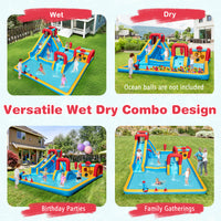 Inflatable Water Park, Water Slide with Climbing Wall, Boxing Post, Basketball Rim