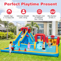 Inflatable Water Park, Water Slide with Climbing Wall, Boxing Post, Basketball Rim