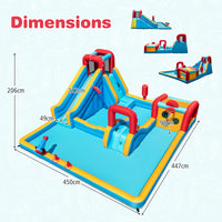 Inflatable Water Park, Water Slide with Climbing Wall, Boxing Post, Basketball Rim