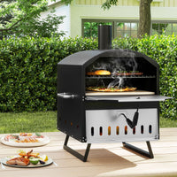 40.5 CM 2-Layer Outdoor Pizza Oven with Stone Peel Grill Racks for Camping