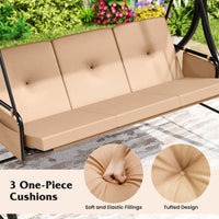 3-Seat Patio Swing with Canopy, 2-in-1 Convertible Glider Bed
