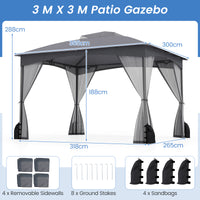 10 X 12 FT Patio Gazebo with Netting Walls