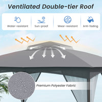 10 X 12 FT Patio Gazebo with Netting Walls