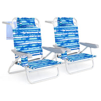 2 Pack Folding Beach Chair, Lightweight Lay Flat Lounge Chair