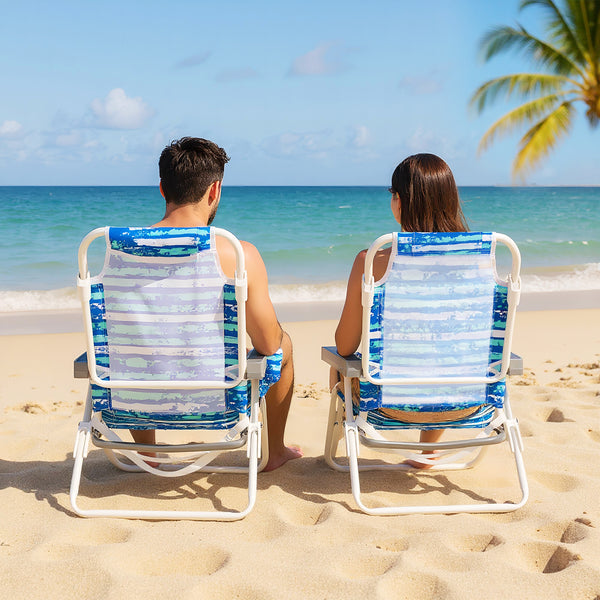 2 Pack Folding Beach Chair, Lightweight Lay Flat Lounge Chair