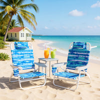 2 Pack Folding Beach Chair, Lightweight Lay Flat Lounge Chair