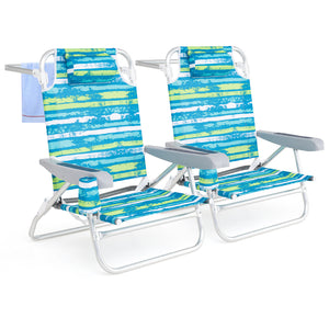 2 Pack Folding Beach Chair, Lightweight Lay Flat Lounge Chair