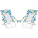 Folding Low Beach Chair, Set of 2, Patio Sling Chairs w/ Padded Head Pillow