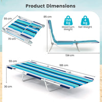 2 Pieces Outdoor Folding Chaise Lounge with Carry Strap & Metal Frame