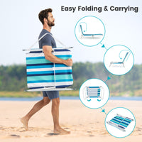 2 Pieces Outdoor Folding Chaise Lounge with Carry Strap & Metal Frame