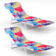 2 Pieces Outdoor Folding Chaise Lounge with Carry Strap & Metal Frame