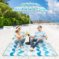 4 Pieces Beach Umbrella Set w/ 2 Foldable Chairs & Picnic Blanket