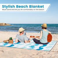 4 Pieces Beach Umbrella Set w/ 2 Foldable Chairs & Picnic Blanket
