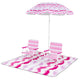 4 Pieces Beach Umbrella Set w/ 2 Foldable Chairs & Picnic Blanket
