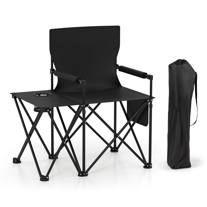 Oversized Camping Chair with Side Table, Folding Heavy-duty Picnic Chair