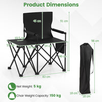Oversized Camping Chair with Side Table, Folding Heavy-duty Picnic Chair