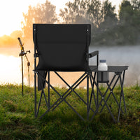 Oversized Camping Chair with Side Table, Folding Heavy-duty Picnic Chair