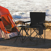 Oversized Camping Chair with Side Table, Folding Heavy-duty Picnic Chair