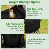Oversized Camping Chair with Side Table, Folding Heavy-duty Picnic Chair