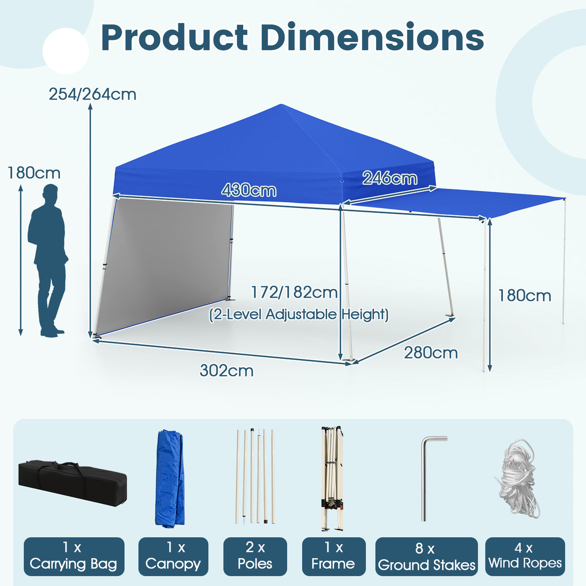 Pop up Canopy Tent w/ 2 Convertible Sidewalls to Awning