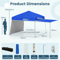 Pop up Canopy Tent w/ 2 Convertible Sidewalls to Awning