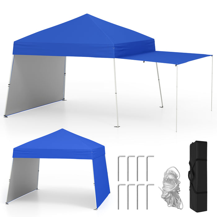 8x8ft-10x10ft Pop up Canopy Tent w/ 2 Convertible Sidewalls to Awning