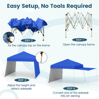 Pop up Canopy Tent w/ 2 Convertible Sidewalls to Awning