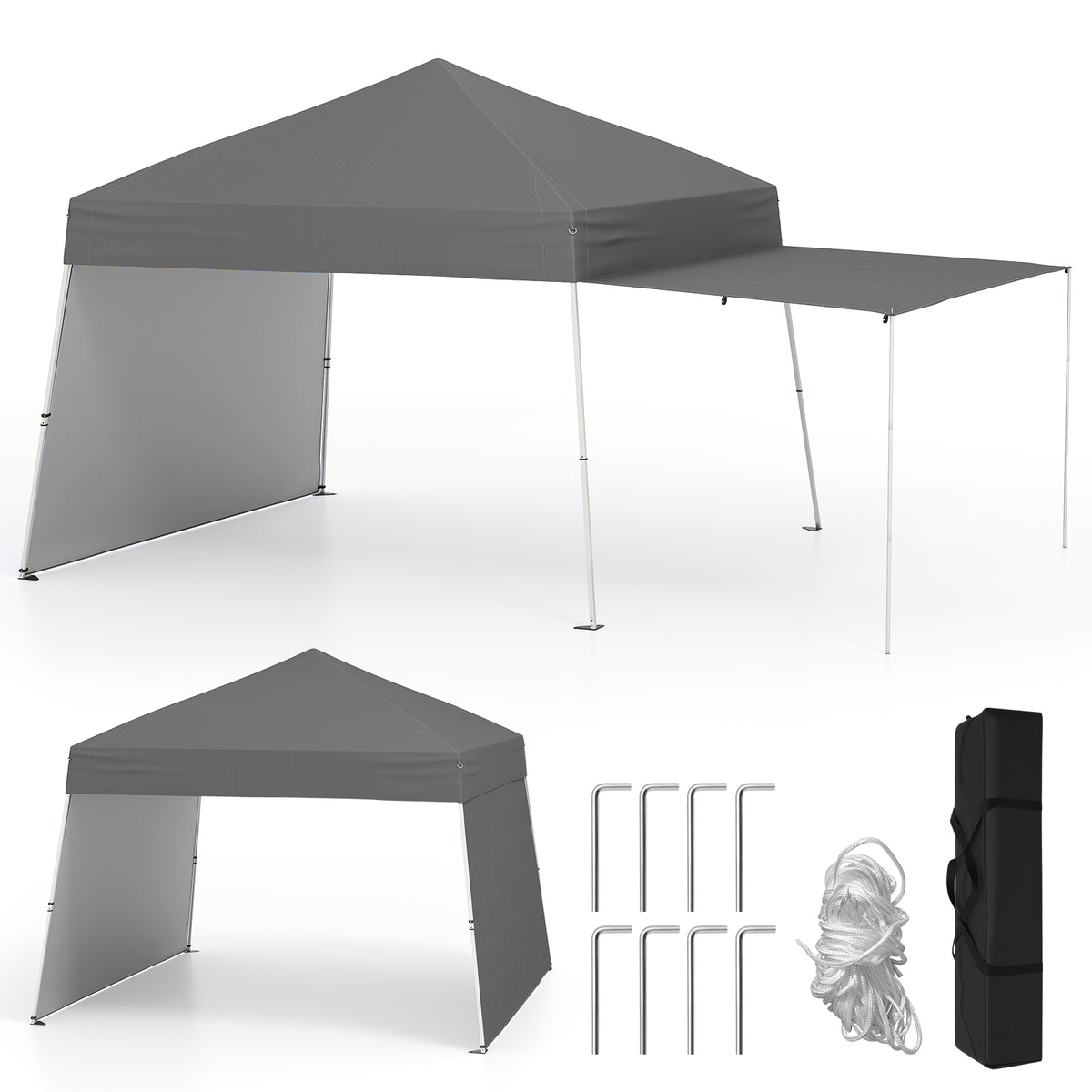 Pop up Canopy Tent w/ 2 Convertible Sidewalls to Awning