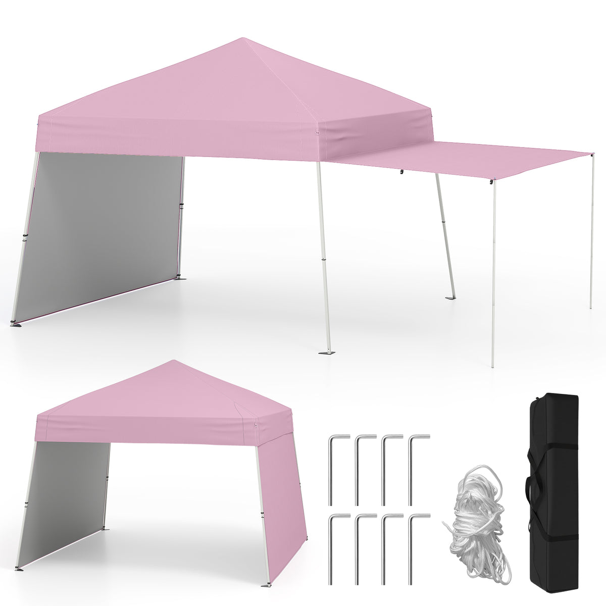 Pop up Canopy Tent w/ 2 Convertible Sidewalls to Awning
