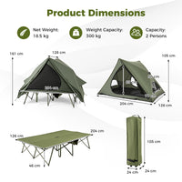 Foldable Outdoor Off-Ground Camping Combo, 2-Person Camping Cot Tent