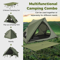 Foldable Outdoor Off-Ground Camping Combo, 2-Person Camping Cot Tent