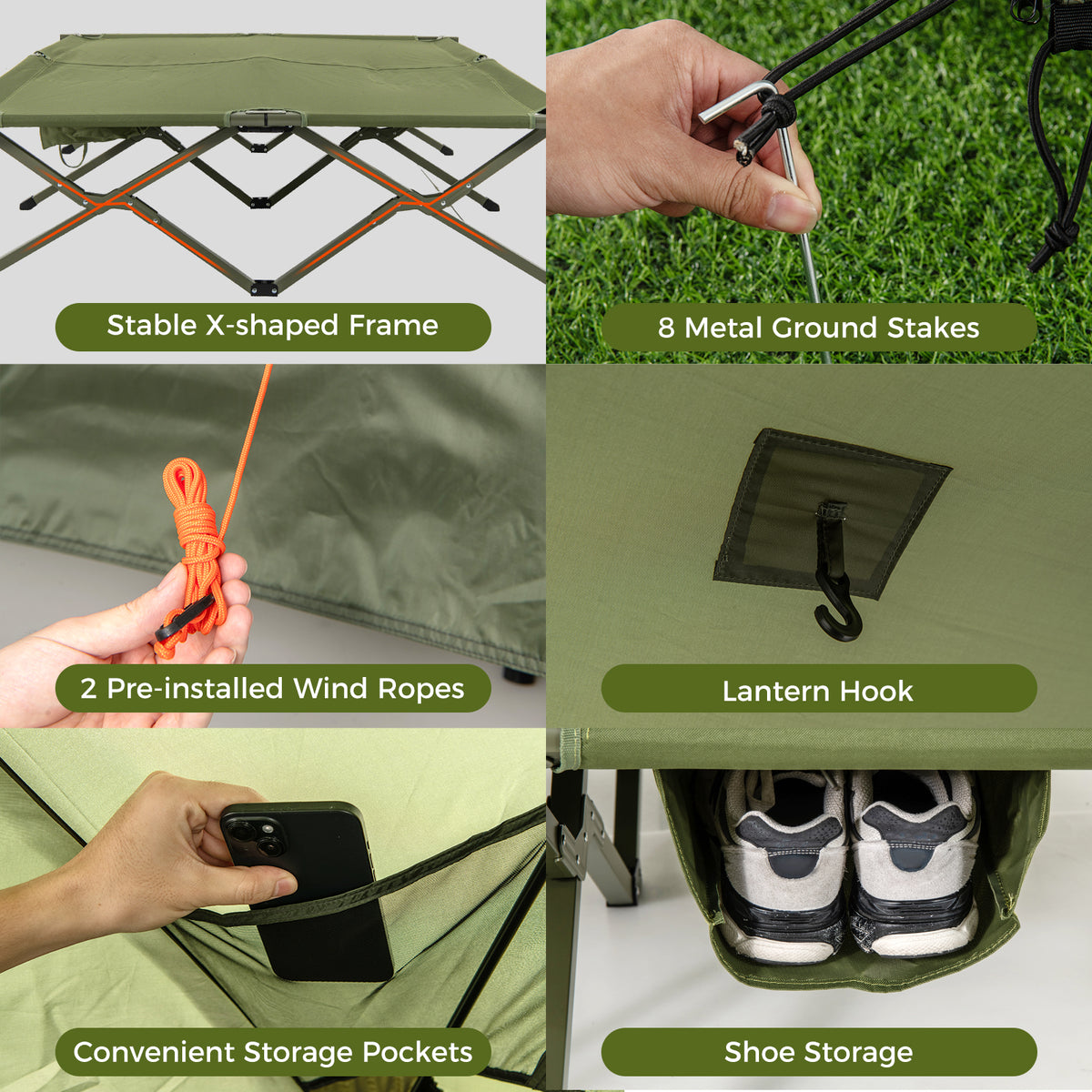 Foldable Outdoor Off-Ground Camping Combo, 2-Person Camping Cot Tent