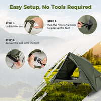Foldable Outdoor Off-Ground Camping Combo, 2-Person Camping Cot Tent